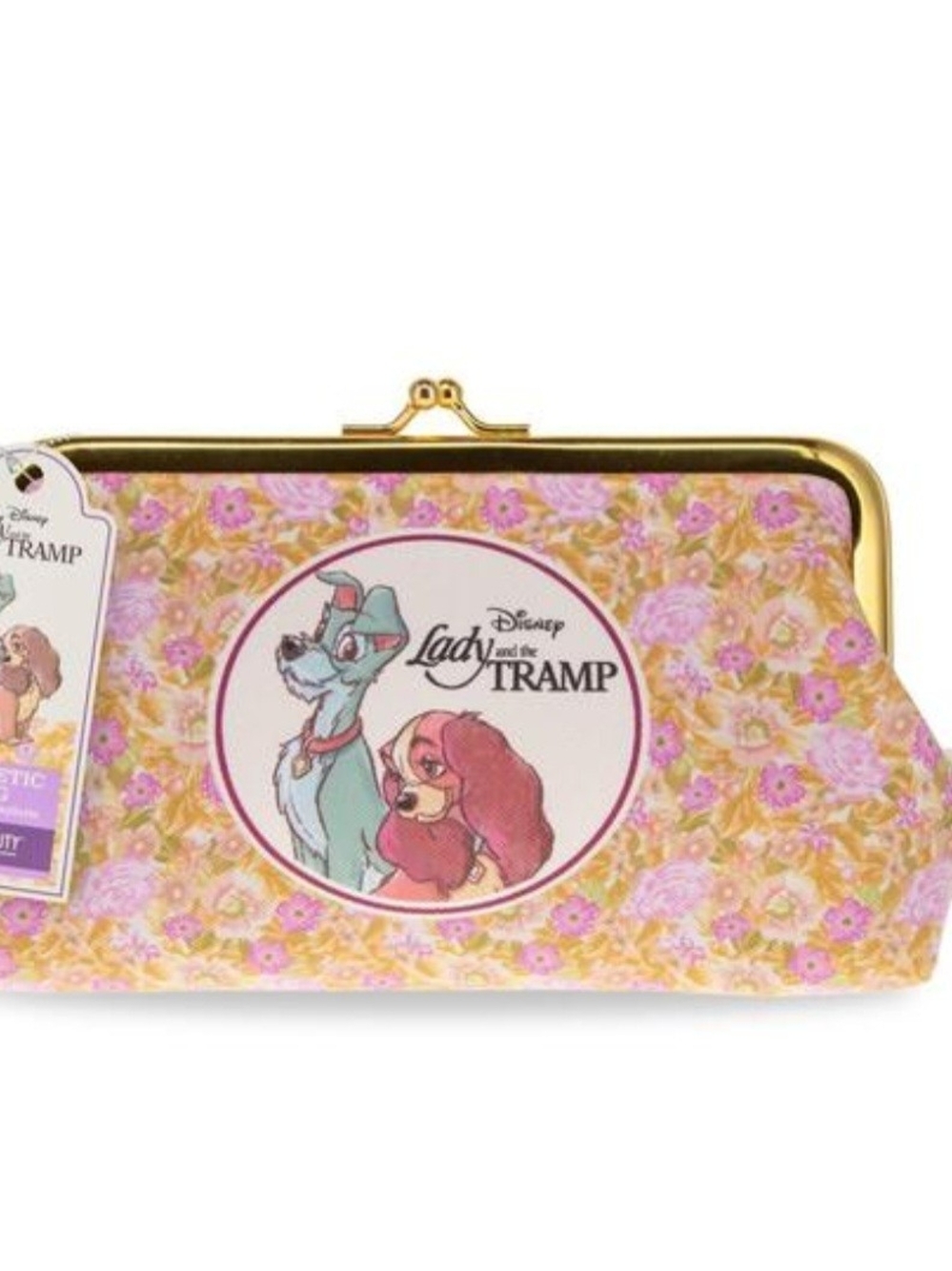 Lady and the Tramp Floral Kisslock Cosmetic Clutch in Pink and Gold